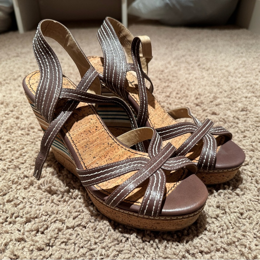 Splendid Tan Strappy Wedge Sandals